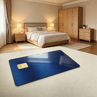 Cartes métalliques personnalisées avec puce NFC bleue électro-plaquée, cartes promotionnelles d'entreprise, cartes de visite personnelles, cartes-cadeaux