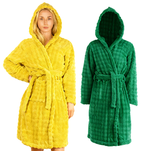 Bata Larga con Capucha de Felpa Coral para Mujer, <span class=keywords><strong>Pijama</strong></span> Cálida de <span class=keywords><strong>Invierno</strong></span> con Cinturón para el Hogar y el Hotel, Felpa Suave - Product Image 1