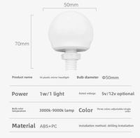 Miroir de maquillage LED moderne à commande tactile dimmable, indice de protection IP44, température de couleur réglable 3000K-7000K, matériau ABS, CRI élevé 80