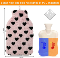 Vente en gros Nouveau design Housse en fausse fourrure pelucheuse pour bouteille d'eau chaude de 2000 ml, grande bouteille d'eau chaude en caoutchouc pour soulager les crampes menstruelles