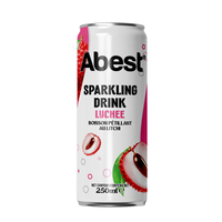 OEM ODM ABEST Boisson pétillante infusée au litchi en canettes de 250 ml, jus de fruits délicieux, rafraîchissant et sans sucre, pour une fraîcheur quotidienne, 24