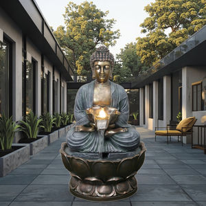 น้ำพุพระพุทธรูปสีทองแดงขนาดใหญ่สำหรับตกแต่งบ้านและสวน งานเรซิ่นประดับดอกบัว - Product Image 3