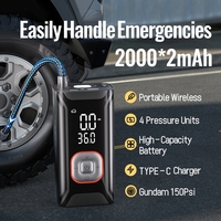 Gonfleur de pneus sans fil rechargeable HF007 |   Ultra-silencieux <85dB |   Charge rapide en 3 heures |   Pompe pour voiture/moto/vélo 8 minutes 0-36 PSI