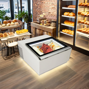 Mini gabinete de exhibición de helados con luz LED de una puerta de escritorio, congelador de helados de 220V, refrigerador de bajo precio, cafeterías, nuevo - Product Image 1