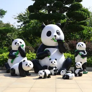 सजावट के लिए आधुनिक पशु प्रतिमा फाइबरग्लास पांडा मूर्तिकला आउटडोर जीवन आकार पांडा पशु राल फाइबरग्लास मूर्तिकला को अनुकूलित करें