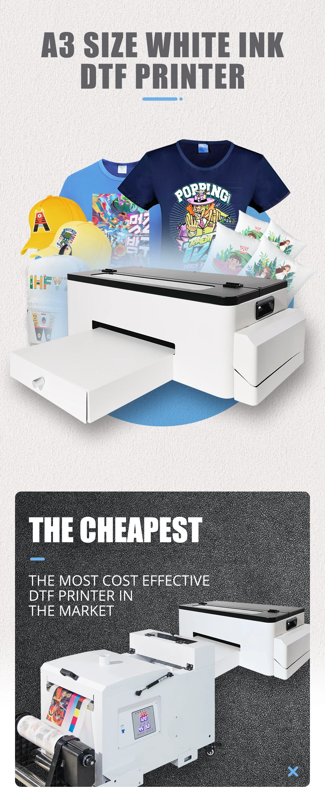 AGP A1/A3 DTF Printer Digital Heat Press Printer White Ink Heat