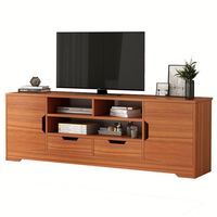 Modernes, schlichtes TV-Möbel und Couchtisch-Kombination im nordischen Stil aus Holz für Wohnzimmer, Schlafzimmer und kleine Wohnungen, aus Spanplatten gefertigt.