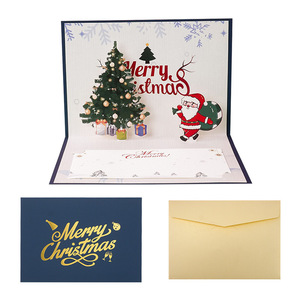 Carte de voeux pop-up écologique Joyeux Noël Cadeau de nouvel an personnalisé Ensemble de cartes de Noël fantaisie 3D avec enveloppes - Product Image 3