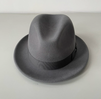 CLN6301 Chapeau Fedora en feutre 100% laine à devant plissé, avec bande en ruban gros-grain et bandeau anti-transpiration réglable en velcro, pour l'extérieur