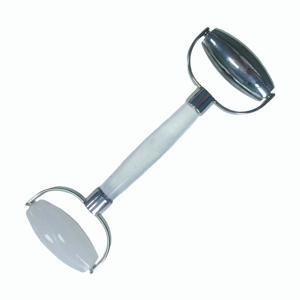 Rouleau facial double tête en acier inoxydable 304 avec manche en résine transparente et logo personnalisé, en jade blanc naturel, vente en gros - Product Image 4