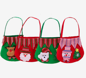 Sac cadeau de Noël en feutre rouge et vert de haute qualité avec logo personnalisé, sac à bonbons, décorations, fournitures de fête - Product Image 2