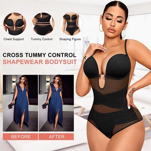 Body gainant pour femme, effet ventre plat, <span class=keywords><strong>dos</strong></span> nu, décolleté <span class=keywords><strong>plongeant</strong></span> en U, soutien-gorge intégré, corset amincissant - Product Image 3