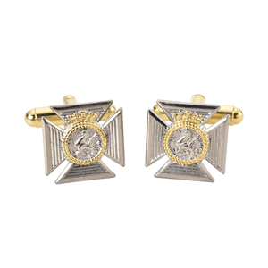 ツートーンの磨き上げられた金メッキのモダンなスクエア型の豪華なメンズ用ユニークなパーソナライズされたシャツ用カフスボタン - Product Image 2