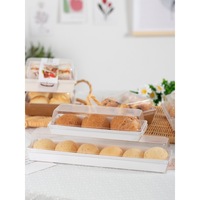Papier d'emballage de boulangerie pâtisserie blanc personnalisé Boîte à sandwich à gâteau transparente Couvercle transparent pour sushi avec impression en relief