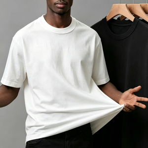 En stock, vente en gros, t-shirt lourd 250 g, design personnalisé, t-shirt oversize, blanc, 100 % coton, col rond, pour <span class=keywords><strong>homme</strong></span> - Product Image 3