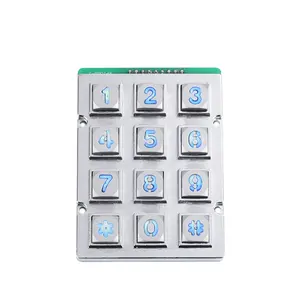 3X4 layout waterproof IP65 matrix metal keypad for access control system