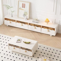Ensemble de meubles de salon de luxe modernes : meuble TV et table basse en bois durable et acier inoxydable, écologique