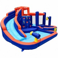 Toboggan aquatique gonflable 14 pieds x 12 pieds avec deux piscines et un long toboggan pour s'amuser dans l'eau au bord de la piscine
