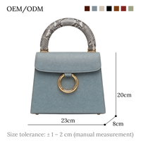 Staubblau Strukturierte PU-Leder Handtasche Luxus Maßgefertigter Python-Print Griff Strukturierte Handtasche Damen Designer OEM Custom