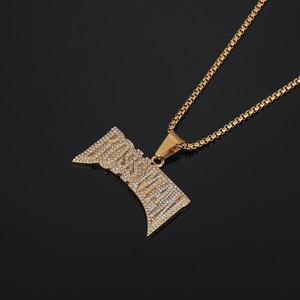 Nuevo Collar de Cadena de Bambú con <span class=keywords><strong>Letras</strong></span> y Diamantes Completos, Estilo Hip Hop Europeo Americano, para Hombre, Colgante de Acero de Titanio, Estilo Urbano INS - Product Image 4
