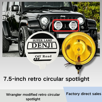 DENJI Phare antibrouillard ambre 7,5 pouces H3 halogène avec lentille bleue, projecteur auxiliaire 4000 lumens 55W pour tout-terrain 4x4 et pick-up