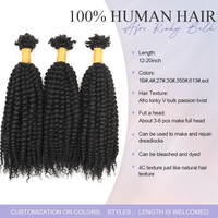 Capelli Umani Afro Kinky Brasiliani Originea, Doppia Trama per Intrecciatura a Uncinetto, 12-20 Pollici, Nero Naturale
