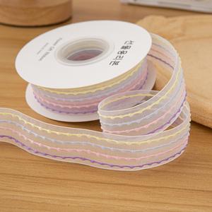 Ruban en organza à pois verticaux arc-en-ciel de 2,5 cm en gros pour nœuds de cheveux DIY et garnitures de vêtements pour filles, 10/100 yards par rouleau - Product Image 4