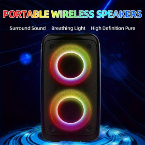 Sonido Bocina Partybox พร้อมไมโครโฟนซับวูฟเฟอร์คู่เปลวไฟเบสหนักไฟ LED สีสันสดใสลำโพงคาราโอเกะ - Product Image 4