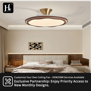 Ventilateurs de plafond sans pales rétractables invisibles de 42 pouces avec moteur CC 6 vitesses et lumières, pour la maison, la cuisine, la chambre à coucher, avec télécommande - Product Image 5