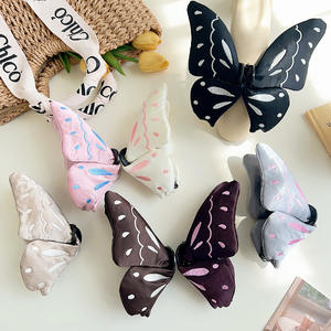 مشابك شعر نسائية جديدة لموسم الخريف والشتاء، مشابك شعر على شكل سمكة القرش، مشابك شعر كبيرة على شكل فراشة مطرزة بالقماش، حلوة ولطيفة - Product Image 6