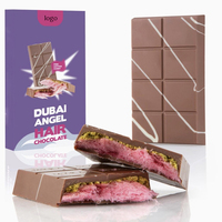Chocolat à la pistache style Dubaï avec garniture barbe à papa, vente en gros, collation sucrée, fournisseur de confiserie OEM sous marque privée