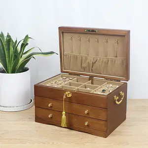 Jewelery Storage Wooden Drawer Boxes, Jewelry Box for Necklaces and Bracelets, Multi Compartment Wooden Box