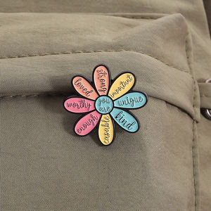 Eres amado esmalte Pin cita motivacional flor broche solapa insignia joyería regalo para amigos y niños - Product Image 3