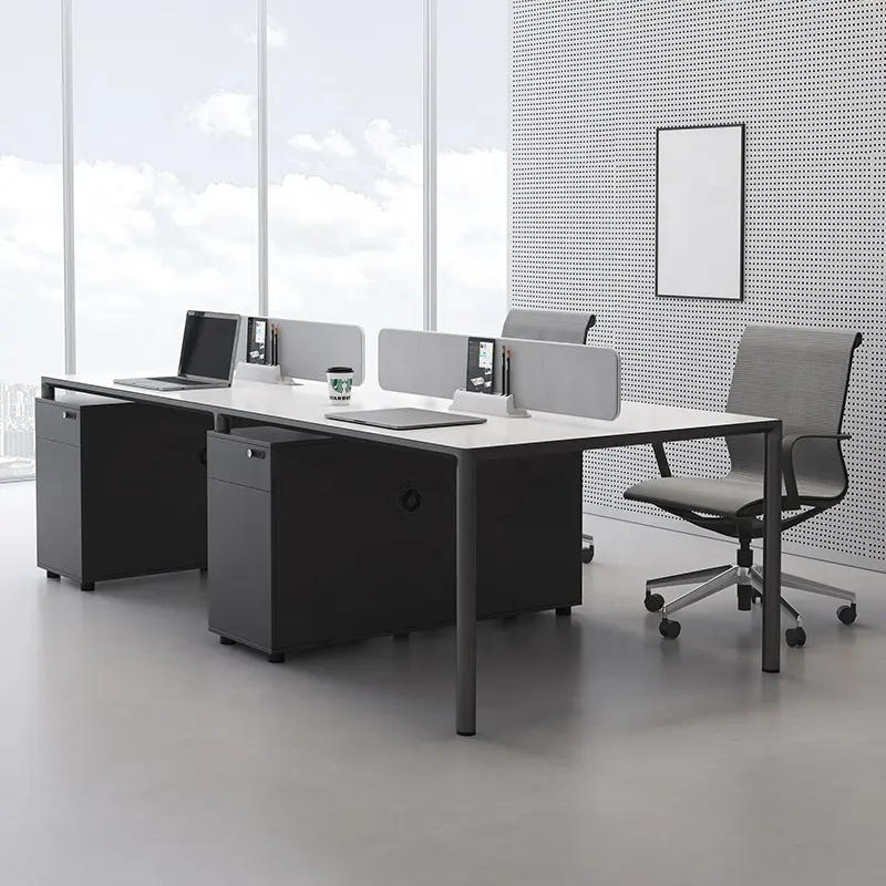 Mobilier de bureau de luxe moderne haut de gamme, Table de bureau, Station de travail de bureau noire avec stockage CPU