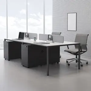 Meja Kerja Furnitur Kantor Mewah Modern High End Stasiun Kerja Kantor Hitam dengan Penyimpanan CPU