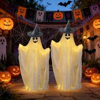 Glowing Cloth Ghost Standing Decoration Halloween Porch Outdoor Use Courtyard Lighting Setup Props