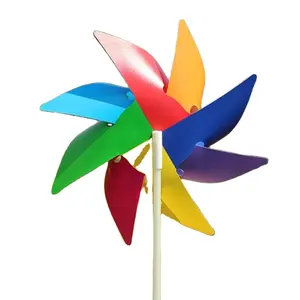 Moinho de vento colorido para crianças, decoração ao ar livre