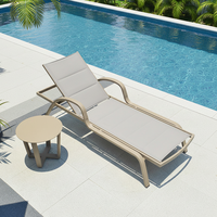 Ensemble de chaises longues réglables en aluminium modernes, chaises longues d'extérieur, table d'appoint en métal, tout temps, bord de piscine, jardin