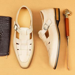 Chaussures Oxford pour hommes de style britannique, en cuir fait main, bicolores, à bout pointu, légères, formelles, à lacets, respirantes et résistantes à l'usure - Product Image 4