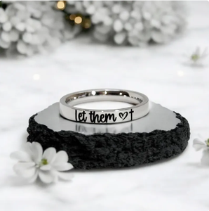 Laissez-les anneau Self Care Empowerment Gift Motivational Jewelry Inspirational Gravé Cross Her Self Love Encouragement - Product Image 3