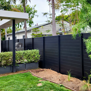 Clôture en aluminium à persiennes, écran d'intimité, design à lames horizontales et verticales avec décorations en anneaux, haut et bas - Product Image 3