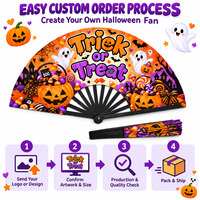 Éventails pliables personnalisés en bois, plastique et bambou pour Halloween, Rave, Trick or Treat, bonbons, éventails sur mesure