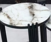 Table basse moderne minimaliste à trois pièces avec cadre métallique, rangement intégré, durable, facile à nettoyer, écologique, en ardoise