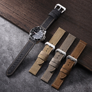 Cinturino <span class=keywords><strong>per</strong></span> Orologio Lionorm Classico Impermeabile 22mm 24mm in <span class=keywords><strong>Tela</strong></span> e Pelle Marrone Vintage Morbido Sostitutivo - Product Image 2