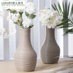 Jarrón Redondo de Mimbre Tejido de Estilo Nórdico Minimalista, Decorativo para el Hogar, de Plástico y Madera, para Arreglos Florales, Adorno para Sala de Estar - Product Image 1