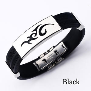 Bracciale <span class=keywords><strong>da</strong></span> <span class=keywords><strong>uomo</strong></span> personalità della moda bracciale sportivo <span class=keywords><strong>da</strong></span> basket in acciaio al titanio bracciale sportivo <span class=keywords><strong>da</strong></span> <span class=keywords><strong>uomo</strong></span> bracciale in gomma con cinturino in Silicone - Product Image 3