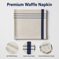 Serviette en tissu gaufré avec rayures bleu marine, serviette de table en nid d'abeille blanc cassé pour hôtel, restaurant, café, taille personnalisée