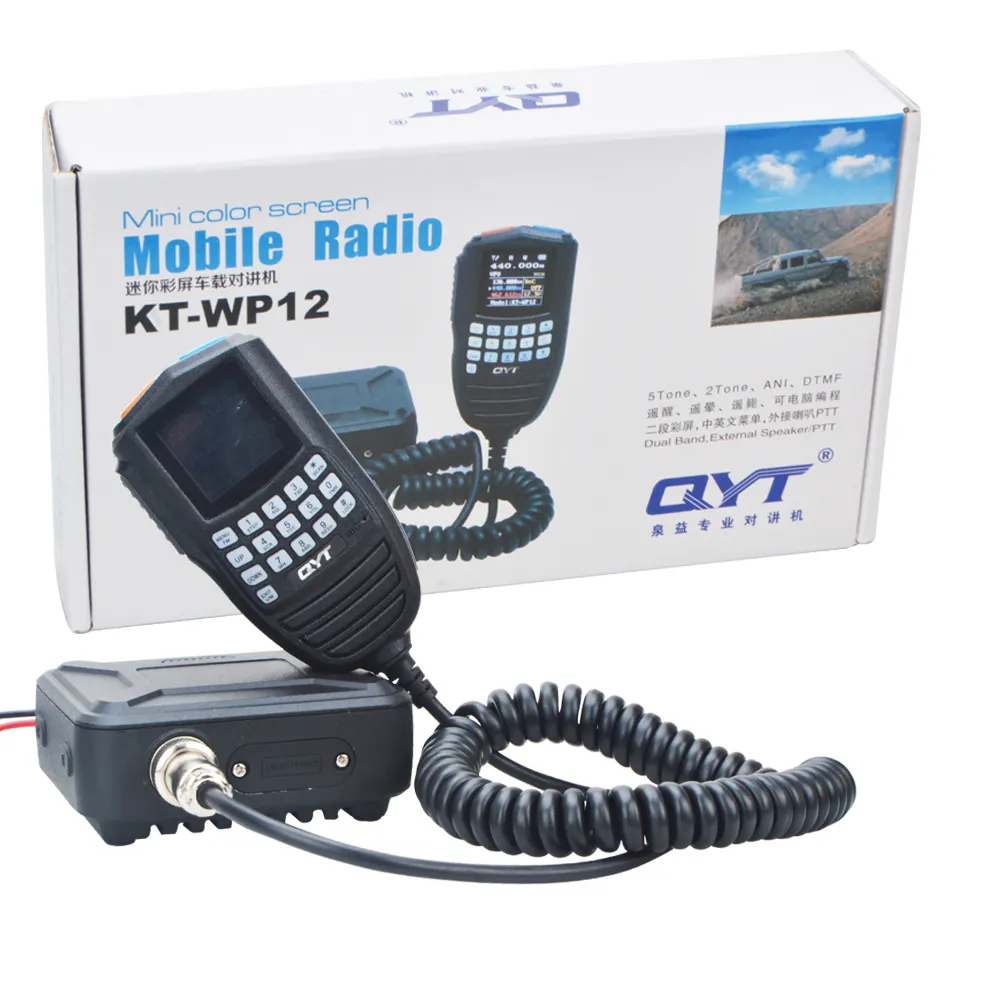 Walkie talkie qty KT-WP12 vhf 25w uhf20w, microfone manual e controle de rádio, com cabo de programação