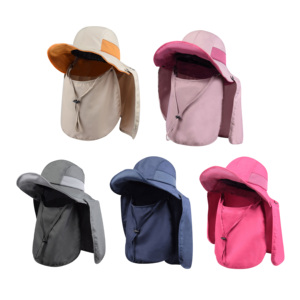 หมวกซาฟารีโพลีเอสเตอร์สีชมพูหมวก + ปีกกว้าง UPF50พับได้ปรับได้กันน้ำกีฬาชายหาดตกปลากลางแจ้ง - Product Image 6