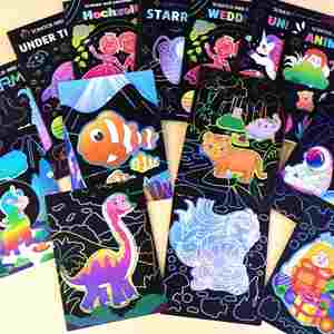 Kits de Proyectos DIY, Regalos, Libro de Dibujo Mágico Colorido, Papel para Rascar con Efecto Arcoíris, Arte para Niños - Product Image 3